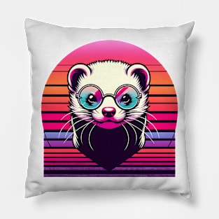 Retro Spectacle - Ferret Vaporwave Pillow