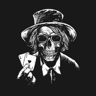 Creepy cowboy skull skeleton poker player T-Shirt