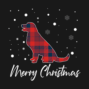 Christmas Plaid Dog Golden Retriever Merry Christmas Red Buffalo Plaid T-Shirt