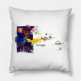 Azores islands art flag Pillow