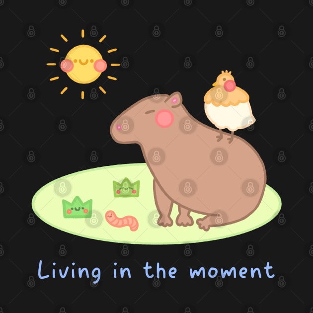 “Living in the moment” Capybara and Chick Suntanning by Chubbit