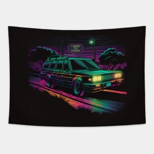 Retro Neon 80s Station Wagon - I have to poop Tapestry