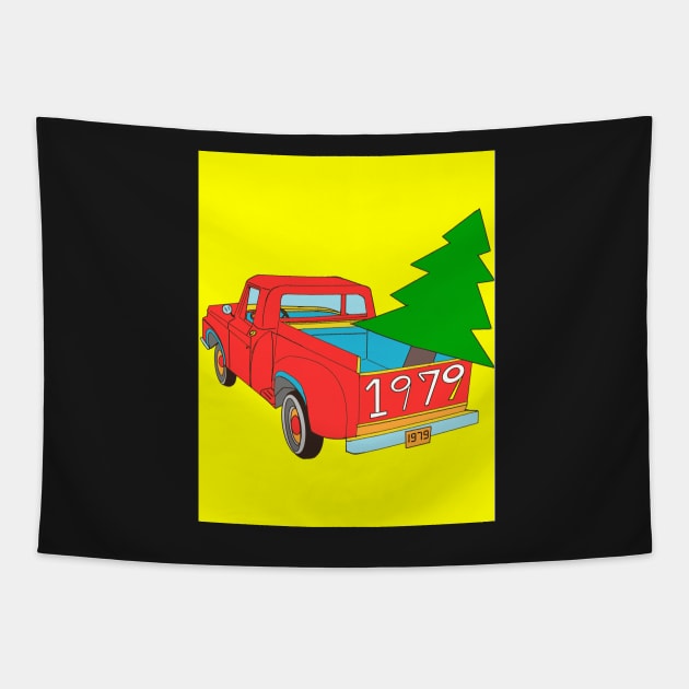 Vintage Pick up Truck 1979 Grafititee Illustration Vector Tapestry by Grafititee