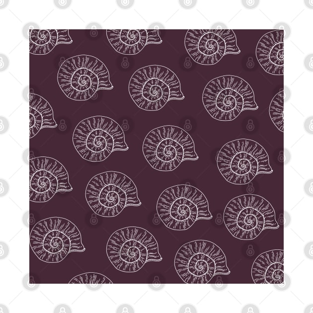 shark eye shell aloha print pattern dark purple and white by maplunk