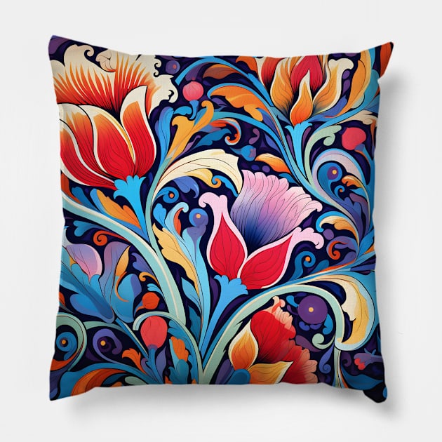 Ottoman Splendor Unveiled: Tiles, Ceramics, and Vibrant Artistry Pillow by insaneLEDP