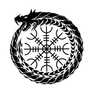Ouroboros with the Helm of Awe (black symbol) T-Shirt