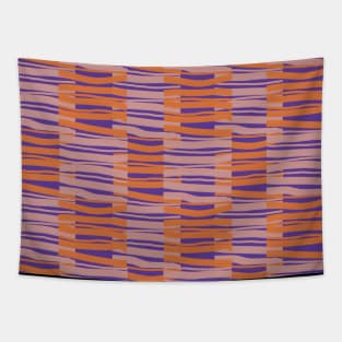 Contemporary Retro Orange Pink Purple Abstract Fibres Pattern Tapestry