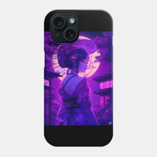 Purple neon Japanese girl Phone Case