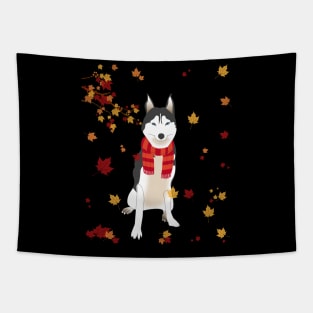 Cute Siberian Husky Dog Autumn Thanksgiving Gifts Tapestry