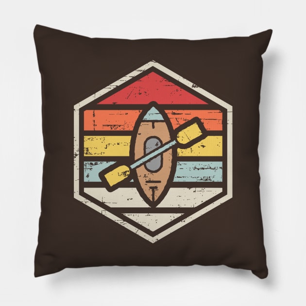 Retro Badge Kayak Pillow by rojakdesigns
