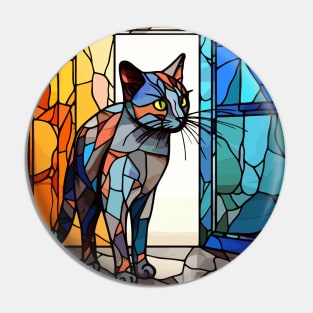 A Stained Glass Cat Pin