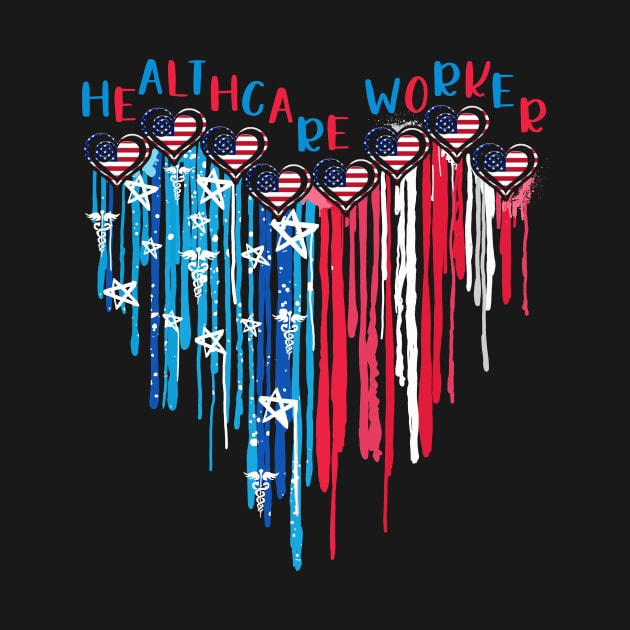 Healthcare Worker American Flag Melting Heart 4th Of July by nakaahikithuy