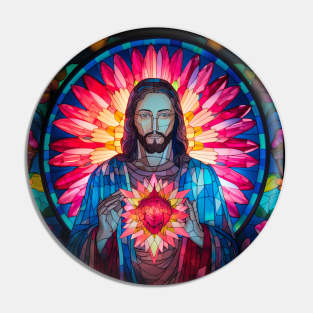 Sacred Heart Stained Glass Pin