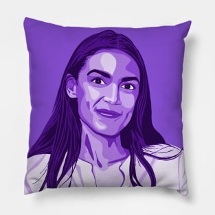 Alexandria Ocasio-Cortez Purple Portrait Pillow