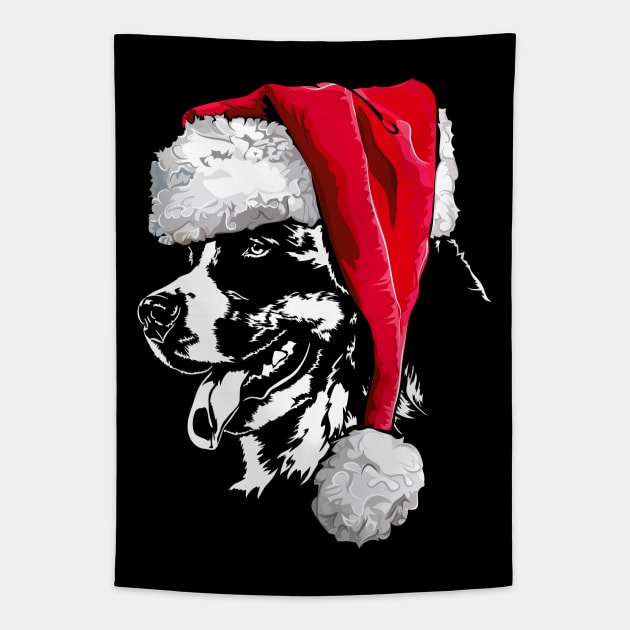 Funny Bernese Mountain Dog Santa Christmas dog Tapestry by wilsigns