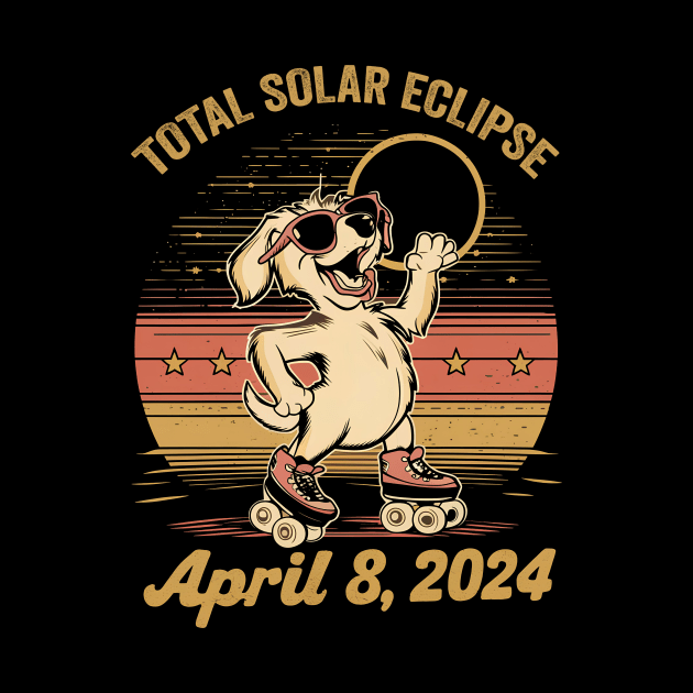 Total Solar Ecllipse 2024 - Cool Dog Retro Style by Ipul The Pitiks