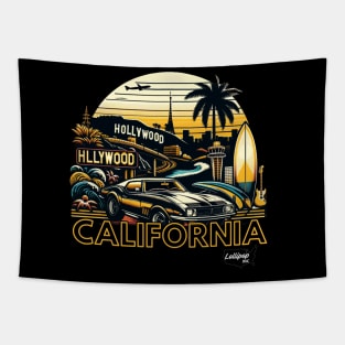 California Sunset Boulevard Rhapsody: L.A.'s Retro Allure- American Vintage style USA State Tapestry