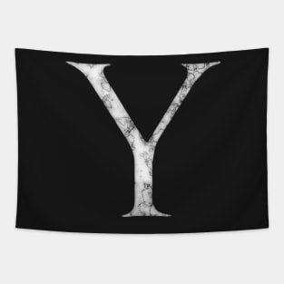 Y in Roman White Marble Latin Alphabet Letter Sticker Tapestry