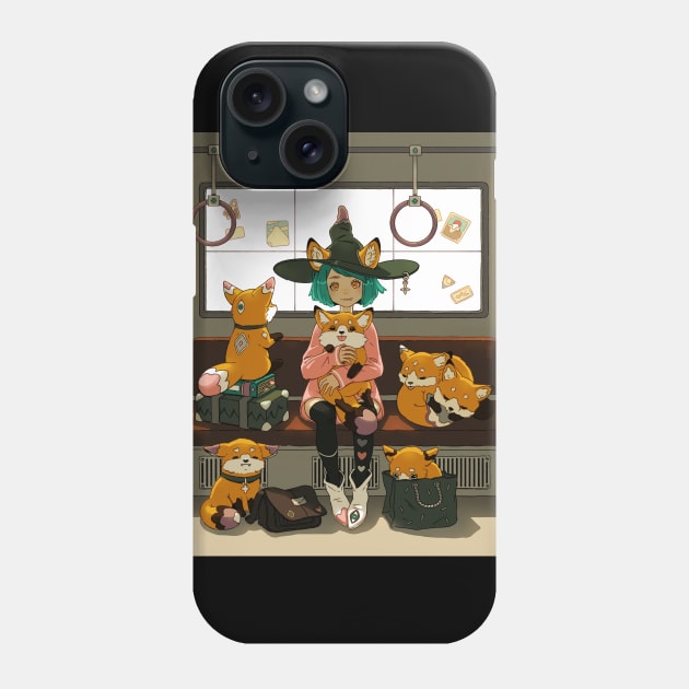 Witch and her foxes Phone Case by Freeminds