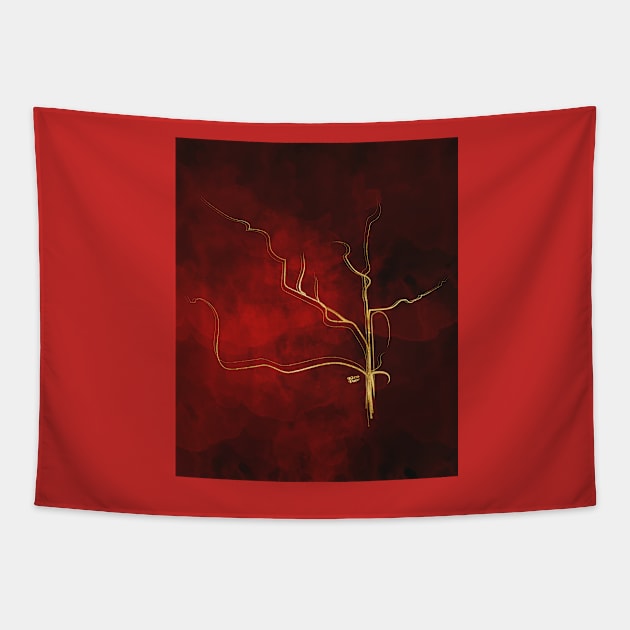 Kintsugi Red #art #decor #buyart #japanese #gold #red #kirovair #design Tapestry by Kirovair