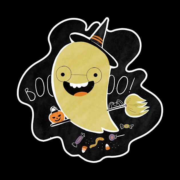 Cute Witch Ghost by superdupertees