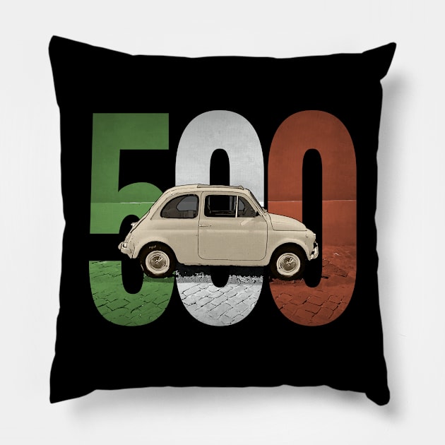 A Classic Fiat 500 on Black Pillow by CACreative