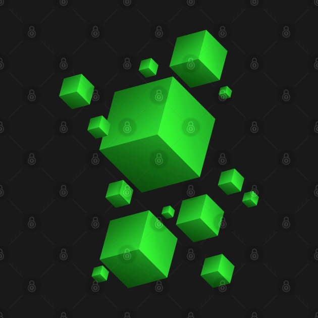 Floating Cubes Green by Studio DAVE