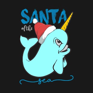 Santa Of The Sea, Narwhal Whale T-Shirt