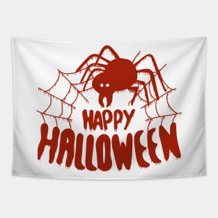 Happy Halloween Spider web dripping red Tapestry