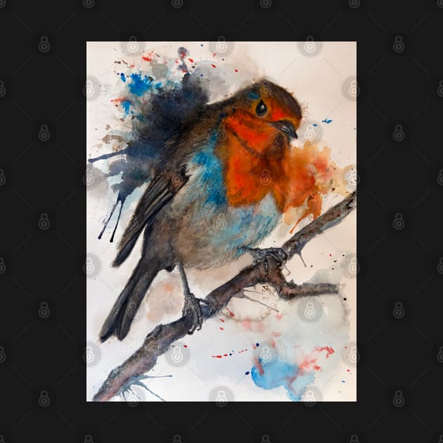 Robin Redbreast Watercolour by DeborahMcGrath