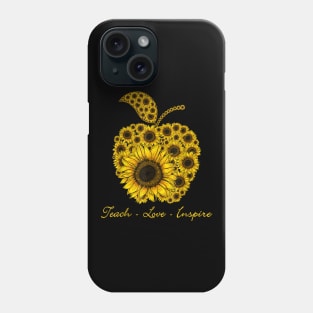 Teach Love Inspire Sunflowers Apple Teacher Phone Case