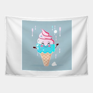 Happy cute ice cream Tapestry