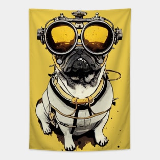 Vintage pug portrait Tapestry