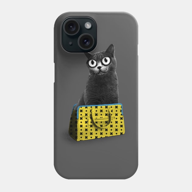 The cat in the bag of tricks Phone Case by Demented