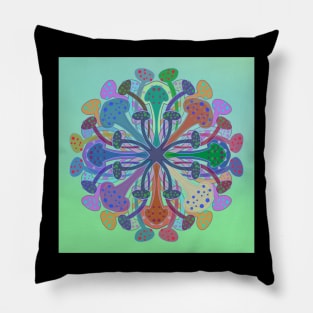 Colorful mushroom mandala Pillow