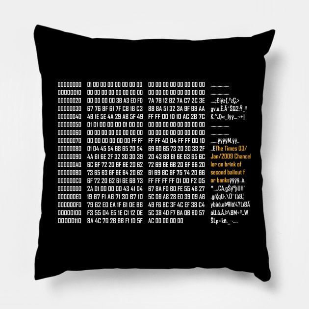 Celebrating the Birth of Bitcoin: Commemorate the Genesis Block Pillow by teewhales