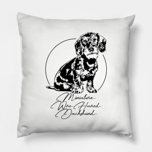 Funny Miniature Wire Haired Dachshund dog portrait Pillow