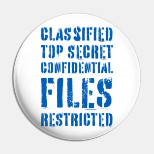 Classified Files Typography Stack (Blue) Pin