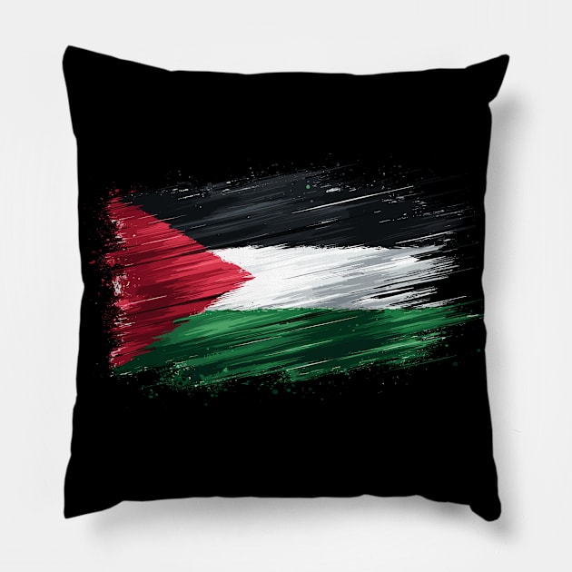 Palestinian Flag Brushstroke - Palestine Pillow by Muslimory