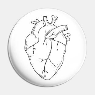 Anatomical heart black and white Pin