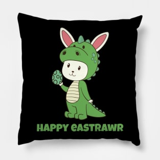 Happy Eastrawr T Rex Dinosaur Shirt Cute Easter Bunny Pajama T-Shirt Pillow