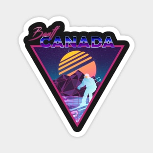 Retro Vaporwave Ski Mountain | Banff Canada | Shirts, Stickers, and More! Magnet