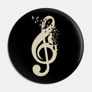 Treble Clef - Music Cello - Vintage Pin