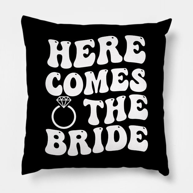 Here Comes The Bride Bachelorette Party Bride Squad Pillow by blueyellow