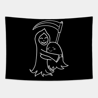 Sweet Grim Reaper & Ghost Hug | Friends | Azrael & Specter | Outlines Tapestry