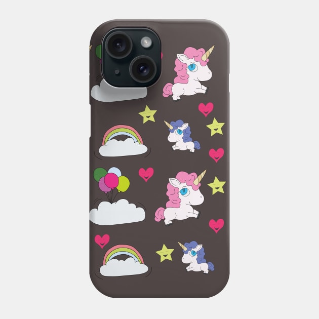 Cute unicorns, clouds, stars and hearts Phone Case by DiegoCarvalho