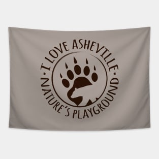 I Love Asheville, NC - Black Bear Paw - BrownO 15 Tapestry