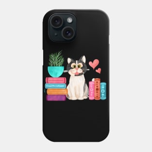 Cute cat and books Phone Case