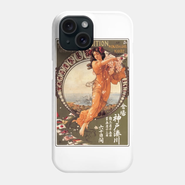 Exhibition in Japan by Alfons Mucha - Vintage Art Nouveau Advertising Poster Design Phone Case by Naves