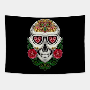 Sugar skull lovers day of the dead. Tapestry